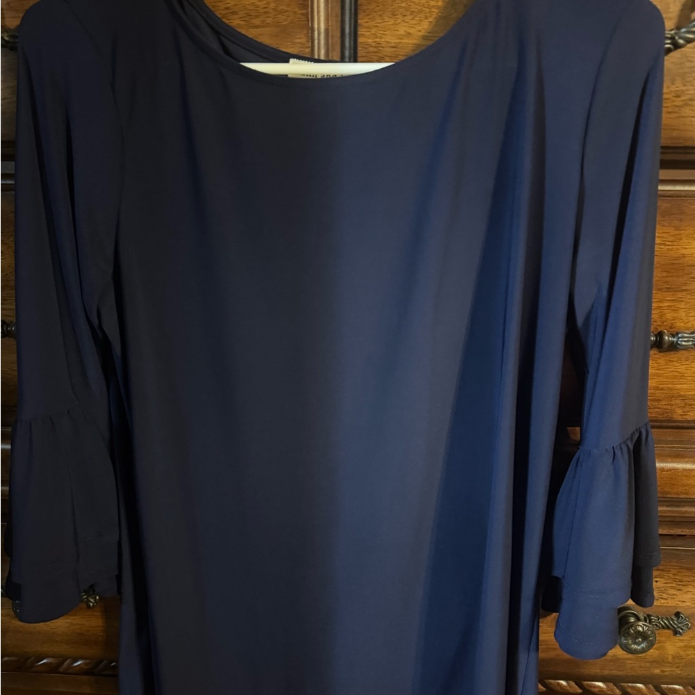 Navy Blue Bell Sleeve Top, faith and joy